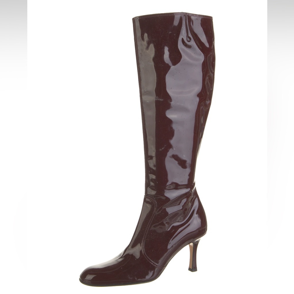 Burgundy Patent Leather Knee-High Boots
